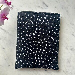 Handmade Book Sleeve – Black with white Paw Prints Pattern